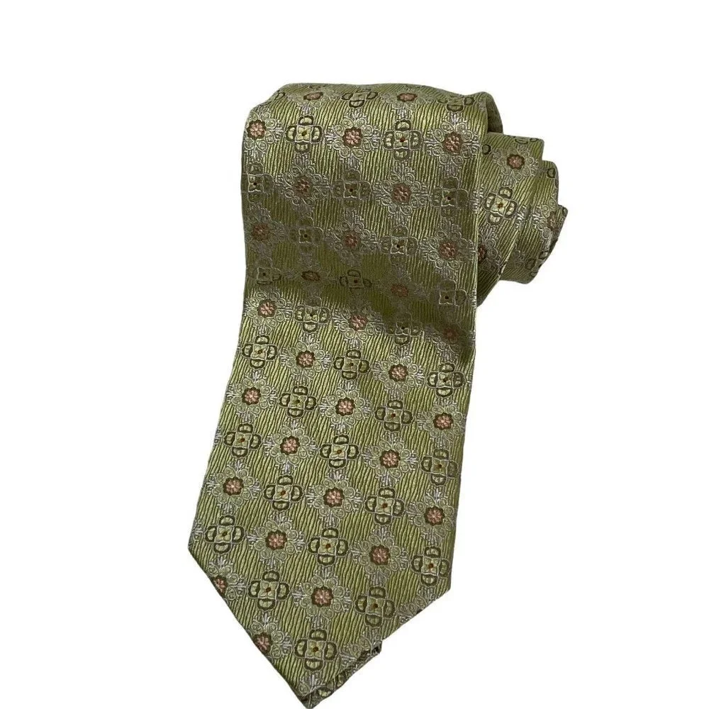 NWT Gladson Men's‎ Necktie Silk Gold Orange Geometric 4
